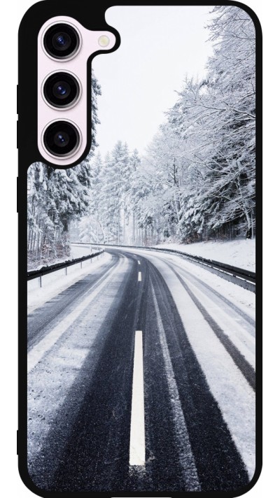 Samsung Galaxy S23+ Case Hülle - Silikon schwarz Winter 22 Snowy Road