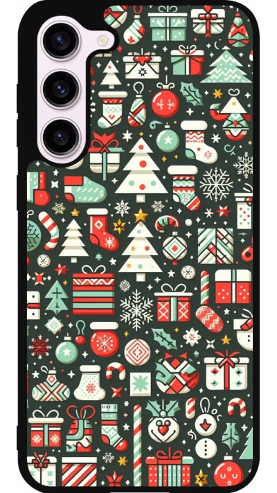 Samsung Galaxy S23+ Case Hülle - Silikon schwarz Weihnachten 2023 Flachmuster