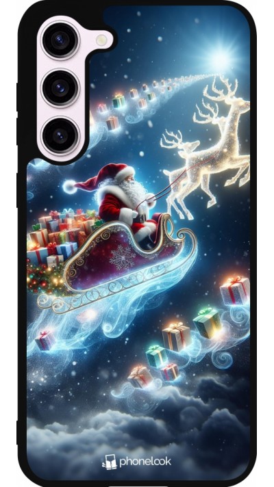 Coque Samsung Galaxy S23+ - Silicone rigide noir Noël 2023 Père Noël enchanté