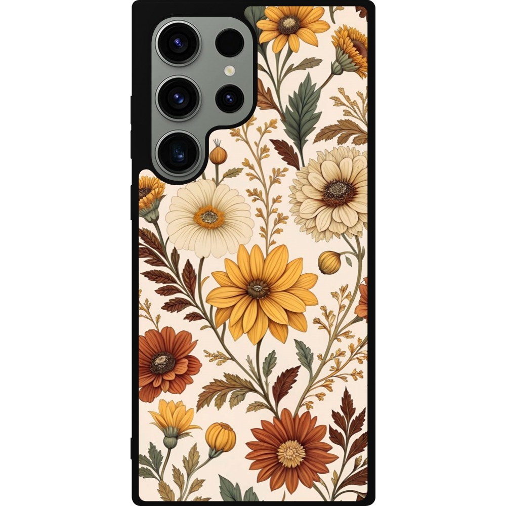 Coque Samsung Galaxy S23 Ultra - Silicone rigide noir Autumn 25 Flower pattern
