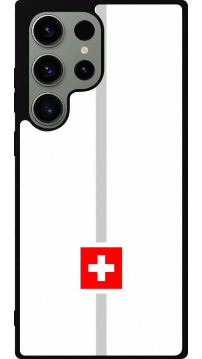 Coque Samsung Galaxy S23 Ultra - Silicone rigide noir Canton CH blanc