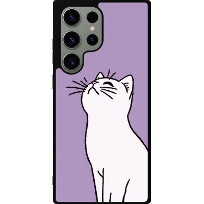 Samsung Galaxy S23 Ultra Case Hülle - Silikon schwarz Chat auf lila Hintergrund