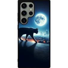 Samsung Galaxy S23 Ultra Case Hülle - Silikon schwarz Schwarze Katze unter dem Vollmond