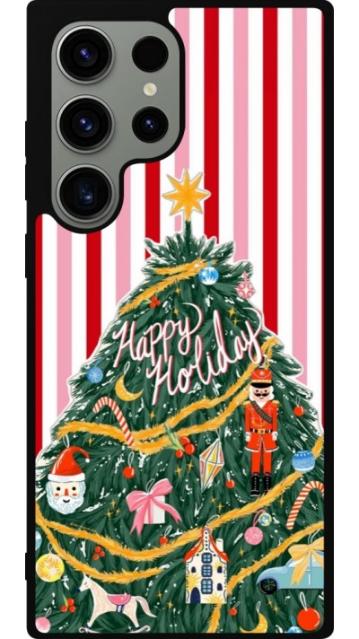 Coque Samsung Galaxy S23 Ultra - Silicone rigide noir Christmas 25 Happy Holiday