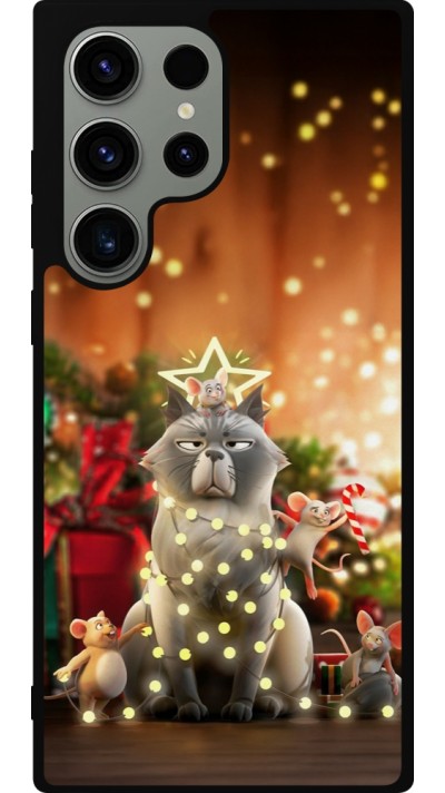 Coque Samsung Galaxy S23 Ultra - Silicone rigide noir Christmas 25 Xmas Cat