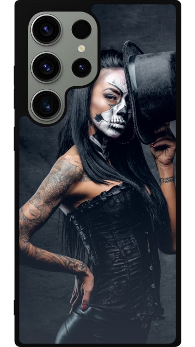 Coque Samsung Galaxy S23 Ultra - Silicone rigide noir Halloween 22 Tattooed Girl