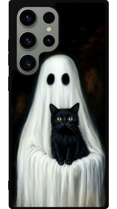 Samsung Galaxy S23 Ultra Case Hülle - Silikon schwarz Halloween 2025 Ghost with black cat