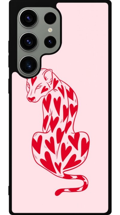 Samsung Galaxy S23 Ultra Case Hülle - Silikon schwarz Leopard with hearts 2026