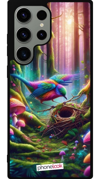 Samsung Galaxy S23 Ultra Case Hülle - Silikon schwarz Vogel Nest Wald