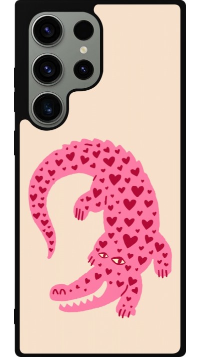 Samsung Galaxy S23 Ultra Case Hülle - Silikon schwarz Pink crocodile 2026