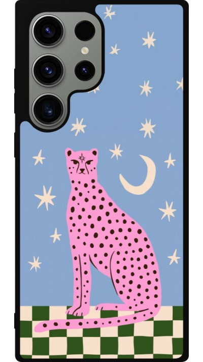 Samsung Galaxy S23 Ultra Case Hülle - Silikon schwarz Pink leopard with stars 2026