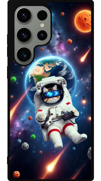 Samsung Galaxy S23 Ultra Case Hülle - Silikon schwarz VR SpaceCat Odyssee