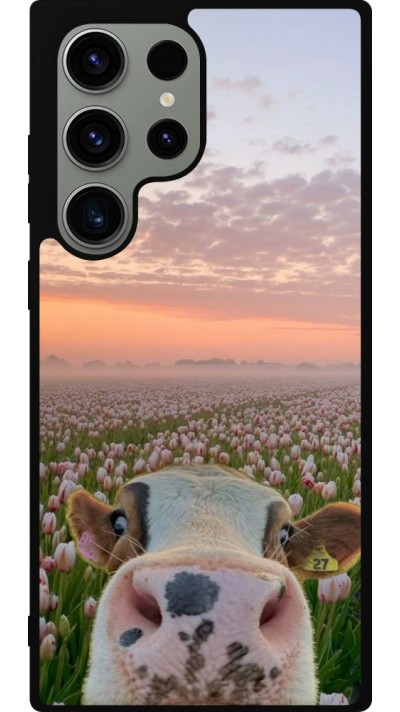 Coque Samsung Galaxy S23 Ultra - Silicone rigide noir Cow with tulips Spring 2026
