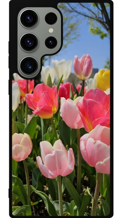 Coque Samsung Galaxy S23 Ultra - Silicone rigide noir Tulips Spring 2026