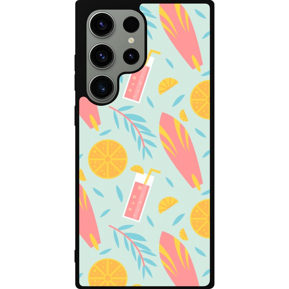 Samsung Galaxy S23 Ultra Case Hülle - Silikon schwarz Summer 2025 Pattern citron