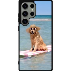 Samsung Galaxy S23 Ultra Case Hülle - Silikon schwarz Summer Dog on Paddle