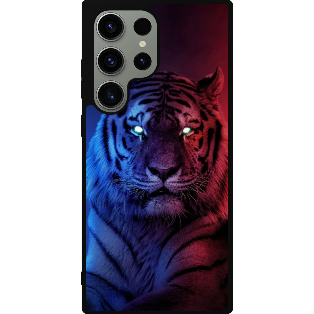 Samsung Galaxy S23 Ultra Case Hülle - Silikon schwarz Tiger Blue Red