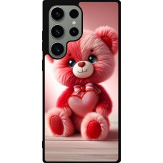 Samsung Galaxy S23 Ultra Case Hülle - Silikon schwarz Valentin 2024 Rosaroter Teddybär