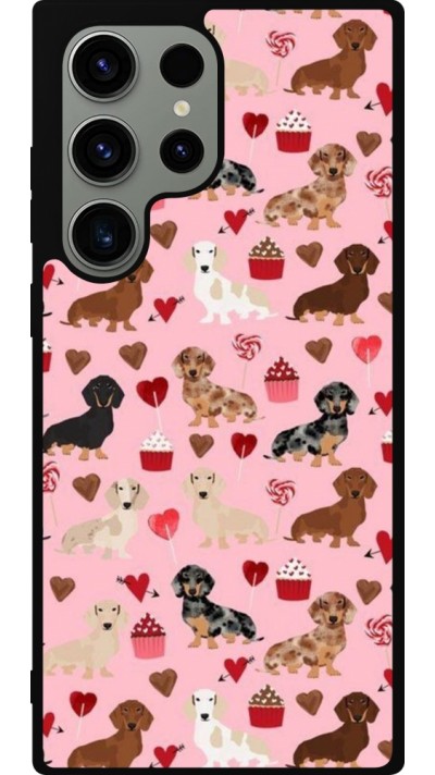 Samsung Galaxy S23 Ultra Case Hülle - Silikon schwarz Valentine 2024 puppy love
