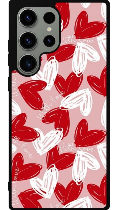 Samsung Galaxy S23 Ultra Case Hülle - Silikon schwarz Valentine 2024 with love heart
