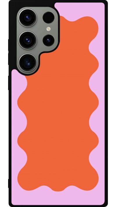 Samsung Galaxy S23 Ultra Case Hülle - Silikon schwarz Wavy Rectangle Orange Pink