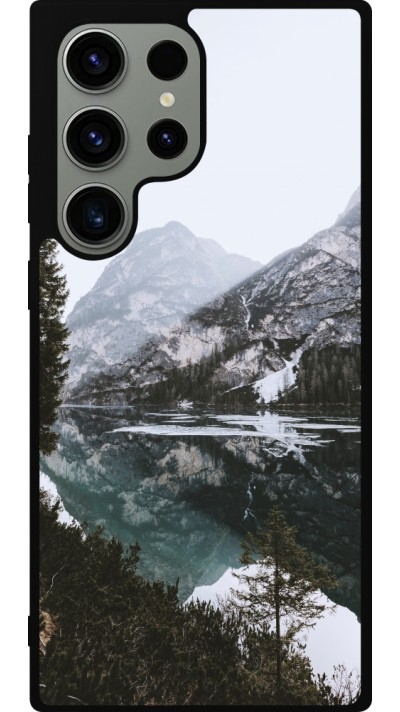 Samsung Galaxy S23 Ultra Case Hülle - Silikon schwarz Winter 22 snowy mountain and lake