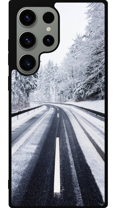 Samsung Galaxy S23 Ultra Case Hülle - Silikon schwarz Winter 22 Snowy Road