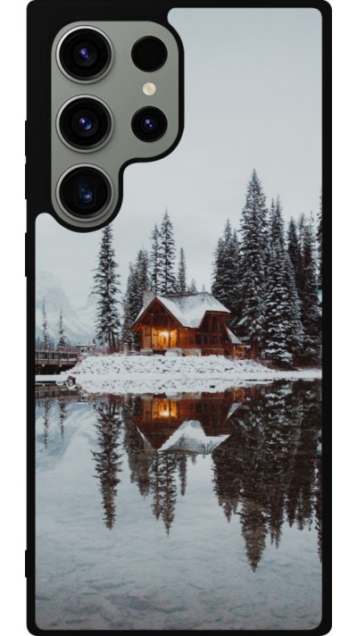 Samsung Galaxy S23 Ultra Case Hülle - Silikon schwarz Winter 25 Winter house forest afternoon