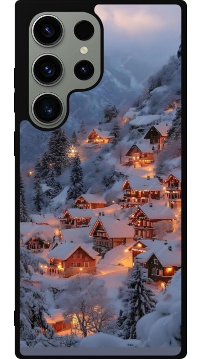 Samsung Galaxy S23 Ultra Case Hülle - Silikon schwarz Winter 25 Winter snowy village