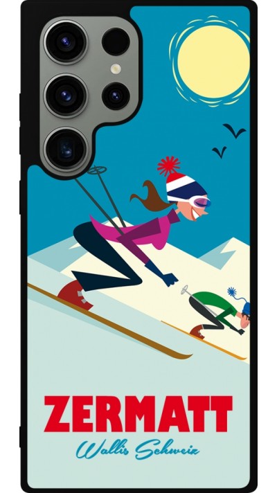 Samsung Galaxy S23 Ultra Case Hülle - Silikon schwarz Zermatt Ski Downhill