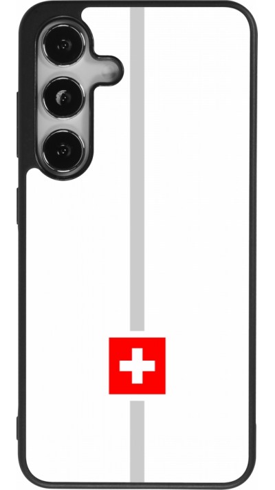 Coque Samsung Galaxy S24 - Silicone rigide noir Canton CH blanc