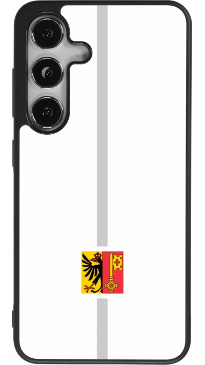 Coque Samsung Galaxy S24 - Silicone rigide noir Canton GE blanc