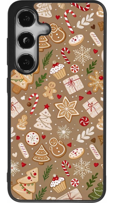 Samsung Galaxy S24 Case Hülle - Silikon schwarz Christmas 25 Pattern Ginger Cookie