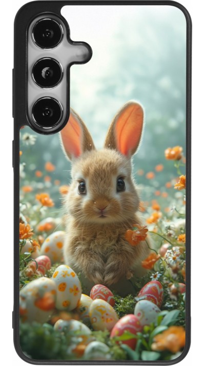 Samsung Galaxy S24 Case Hülle - Silikon schwarz Easter 2026 Rabbit in the garden