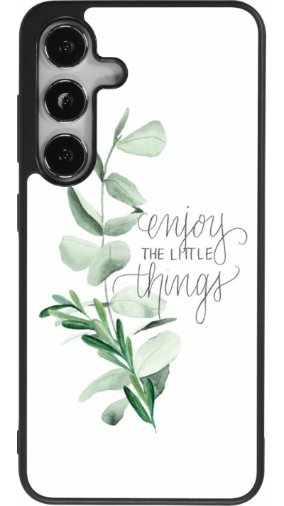 Coque Samsung Galaxy S24 - Silicone rigide noir Enjoy the little things