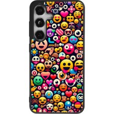 Coque Samsung Galaxy S24 - Silicone rigide noir Emoji Mix Color