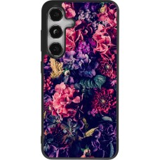 Coque Samsung Galaxy S24 - Silicone rigide noir Flowers Dark