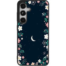 Coque Samsung Galaxy S24 - Silicone rigide noir Flowers space