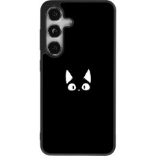 Coque Samsung Galaxy S24 - Silicone rigide noir Funny cat on black