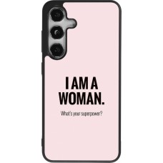 Coque Samsung Galaxy S24 - Silicone rigide noir I am a woman