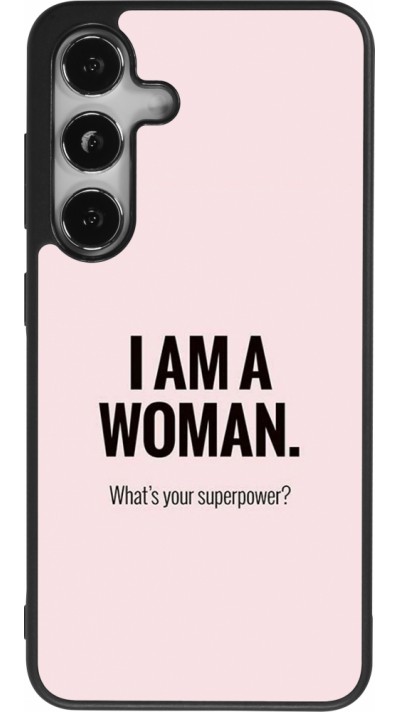 Coque Samsung Galaxy S24 - Silicone rigide noir I am a woman