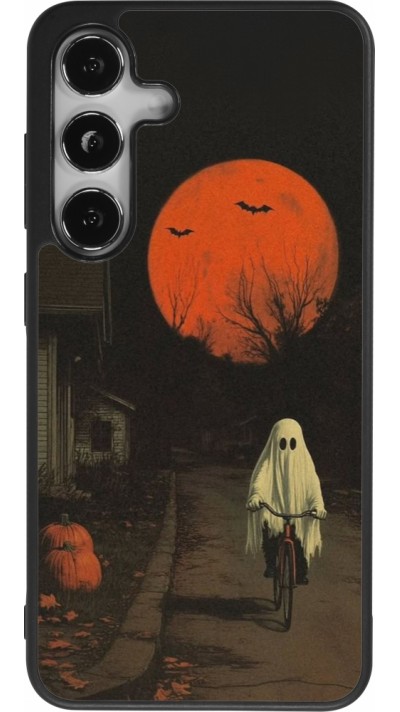Samsung Galaxy S24 Case Hülle - Silikon schwarz Halloween 2025 Ghost on a bicycle