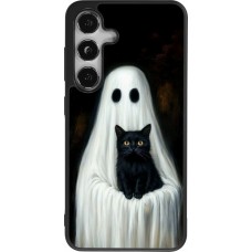 Coque Samsung Galaxy S24 - Silicone rigide noir Halloween 2025 Ghost with black cat