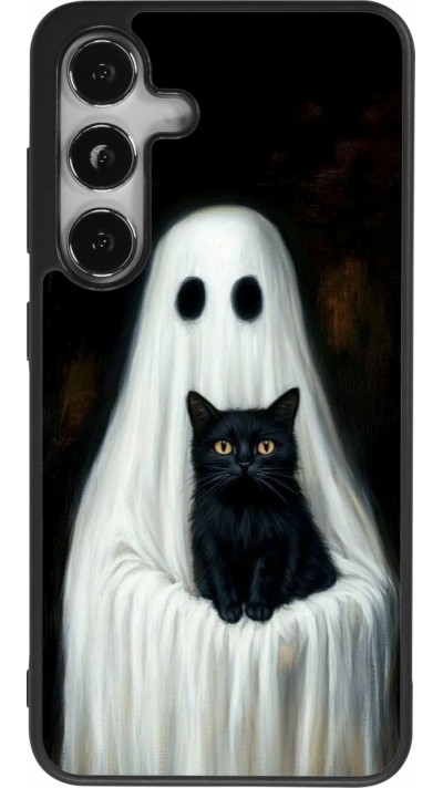 Samsung Galaxy S24 Case Hülle - Silikon schwarz Halloween 2025 Ghost with black cat