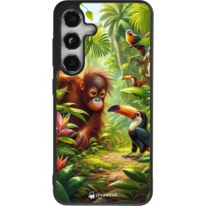 Coque Samsung Galaxy S24 - Silicone rigide noir Jungle Tropicale Tayrona
