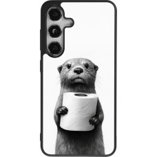 Coque Samsung Galaxy S24 - Silicone rigide noir Loutre papier de toilette