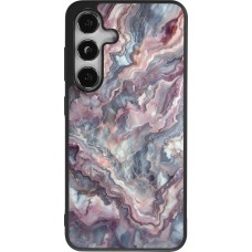 Samsung Galaxy S24 Case Hülle - Silikon schwarz Violetter silberner Marmor