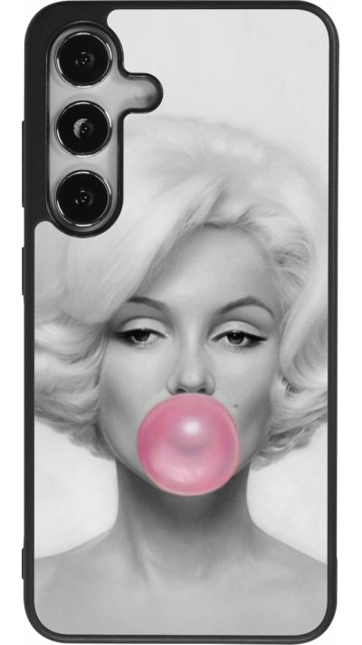 Coque Samsung Galaxy S24 - Silicone rigide noir Marilyn Bubble