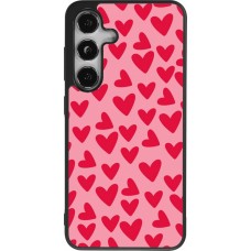 Coque Samsung Galaxy S24 - Silicone rigide noir Mom 2024 petits coeurs