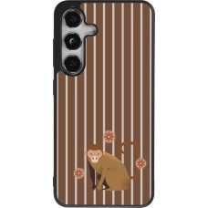 Coque Samsung Galaxy S24 - Silicone rigide noir Monkey with stripes